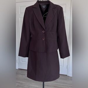 Elegant Dark brown Blazer and Skirt Set
